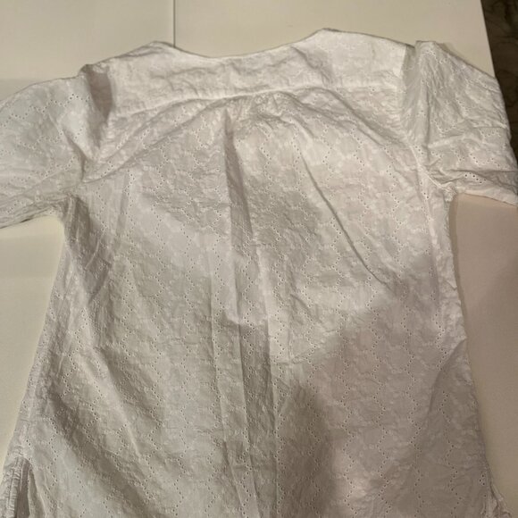 J Crew White Eyelet Blouse Size Small Long Sleeve 100% Cotton 💗 - Picture 7 of 14